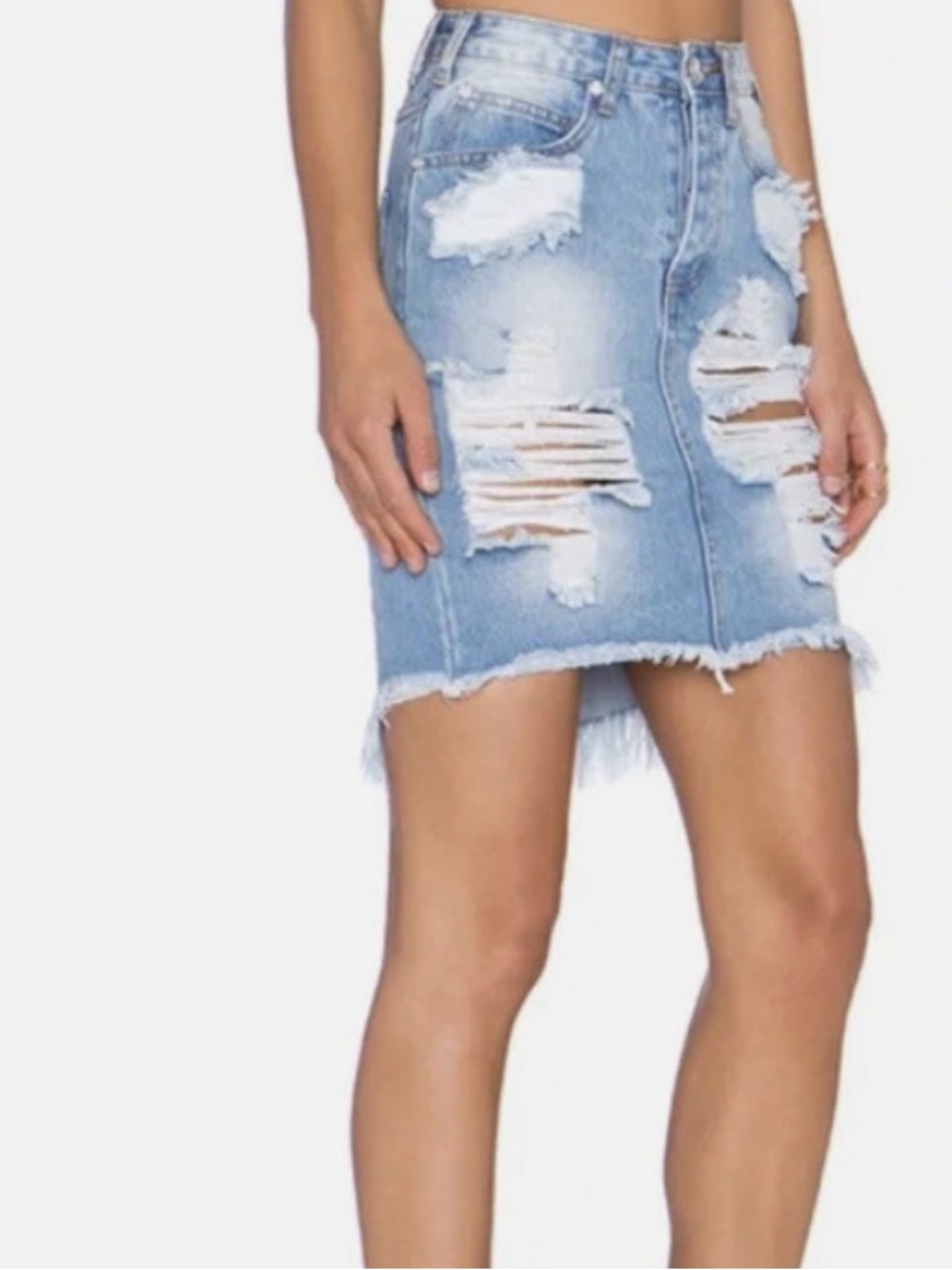 One Teaspoon 2020 MIGH WAIST/ LONG RISE SUPER FITTED MID LEIGTH Sz 29 frayed - Picture 2 of 15